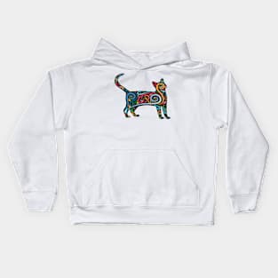 cat silhouette with colorful Design - Gifts Kids Hoodie